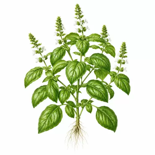 Botanical Illustration Kemangi (Ocimum basilicum) Kemangi