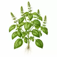 Botanical Illustration Kemangi (Ocimum basilicum) Kemangi