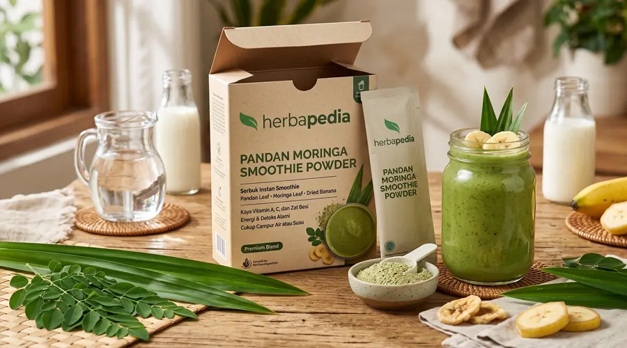 Konsep Produk Pandan Moringa Smoothie Powder