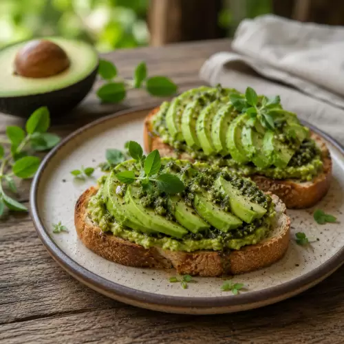Roti Panggang Alpukat Pesto Marjoram