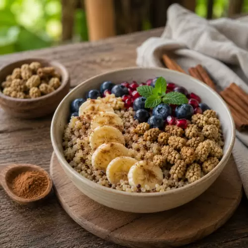 Quinoa Bowl Murbei Putih Kayu Manis